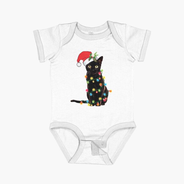 Item preview, Santa Black Cat Tangled Up In Christmas Tree Lights Holiday designed and sold by tronictees.
