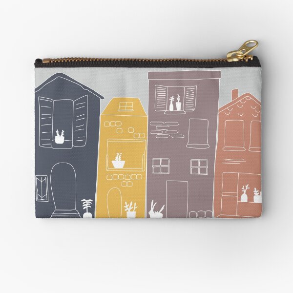 Row House Illustration Zipper Pouch