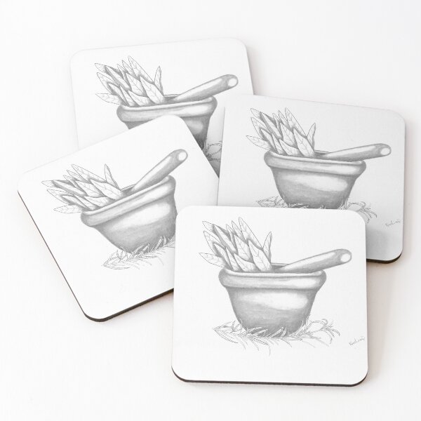 Item preview, Mortel and herbs, pencil drawing by Karolina Petursdottir designed and sold by Karel-Iceland.