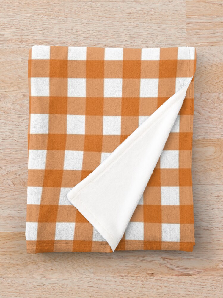 "Orange and White Gingham" Throw Blanket by starrylite Redbubble
