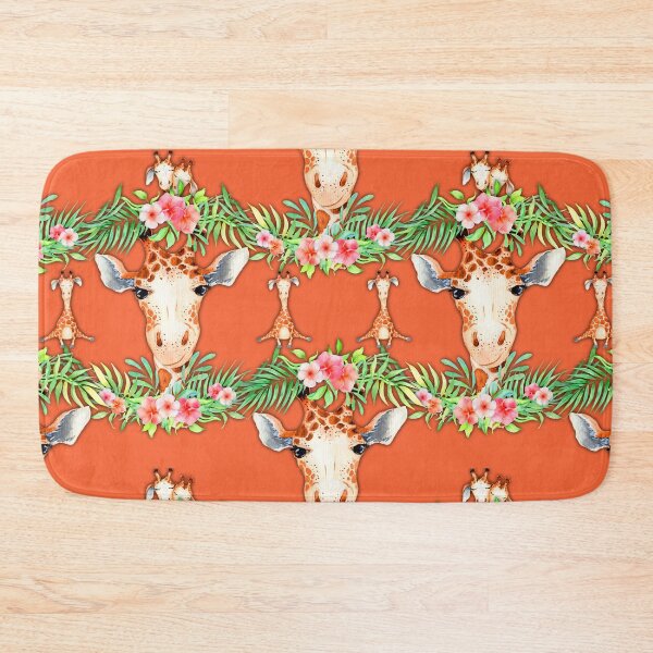 Item preview, Giraffes and Flowers Orange  designed and sold by GraphicAllusion.