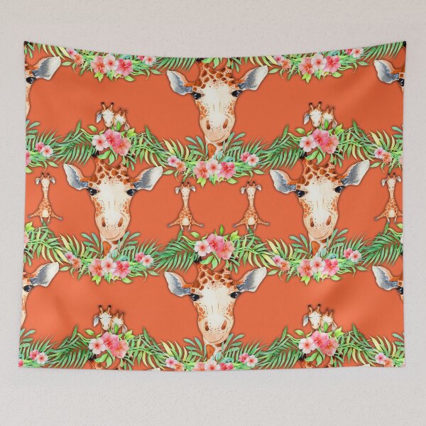 Item preview, Giraffes and Flowers Orange  designed and sold by GraphicAllusion.