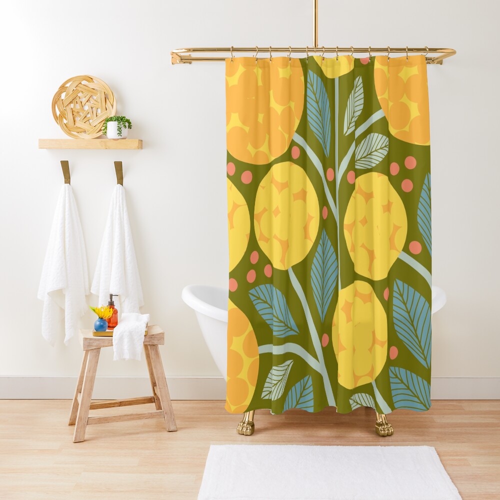 "Bright Yellow Craspedia" Shower Curtain for Sale by inkblotcreative