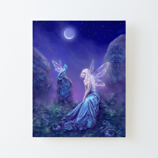 Luminescent Fairy & Dragon Art Canvas Mounted Print