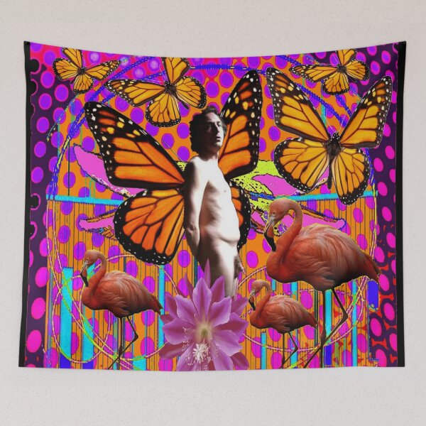 Item preview,  EROTIC PINK SOUTH BEACH NUDE FLAMINGOS BUTTERFLY ART designed and sold by sharlesart.