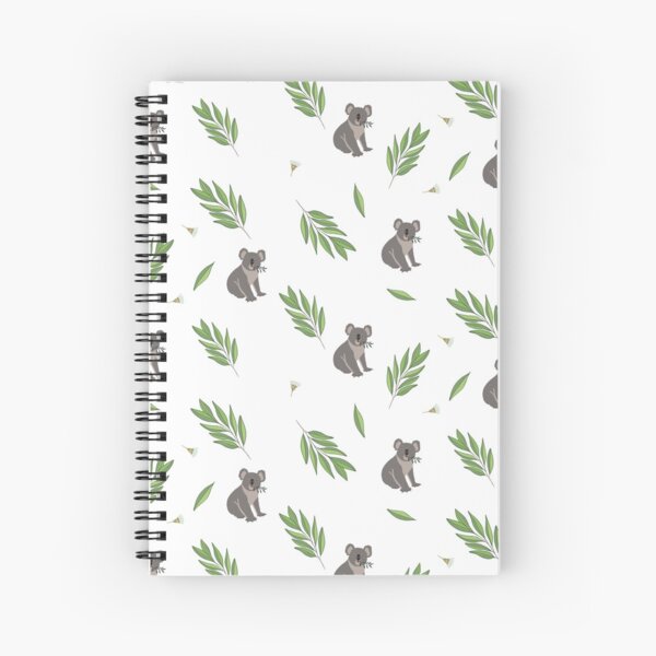 Koala and Eucalyptus Pattern Spiral Notebook