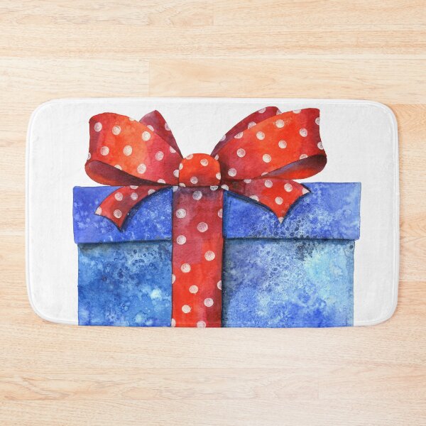 Item preview,  Blue gift box with a bow, watercolor designed and sold by fiolika.