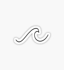 minimalist black and white drawings wave Sticker