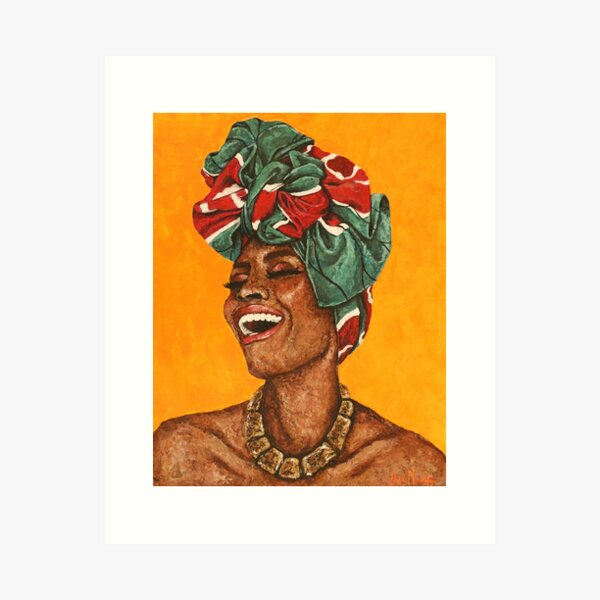 Melanin Queen - African Young Lady Wearing a Turban - Aesthetic