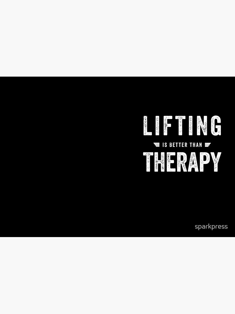 Thumbnail 3 of 3, Hardcover Journal, Gym Workout Motivation Saying, Fitness Inspiration - Lifting is Better Than Therapy designed and sold by sparkpress.