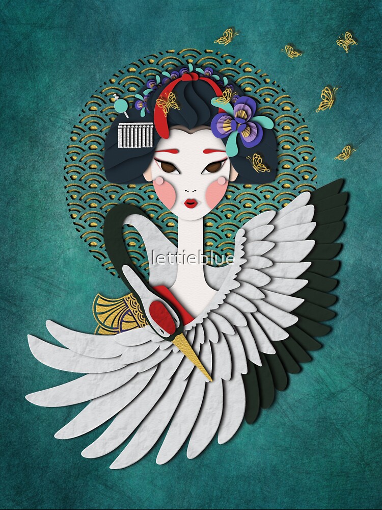 Maiko, Crane & Butterflies. Version 2 by lettieblue