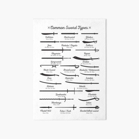 Common Sword Types Art Board Print