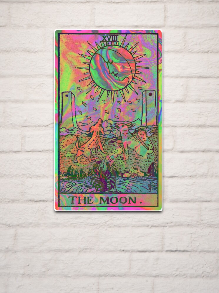 Psychadelic Tarot- The moon Sticker for Sale by bexsimone