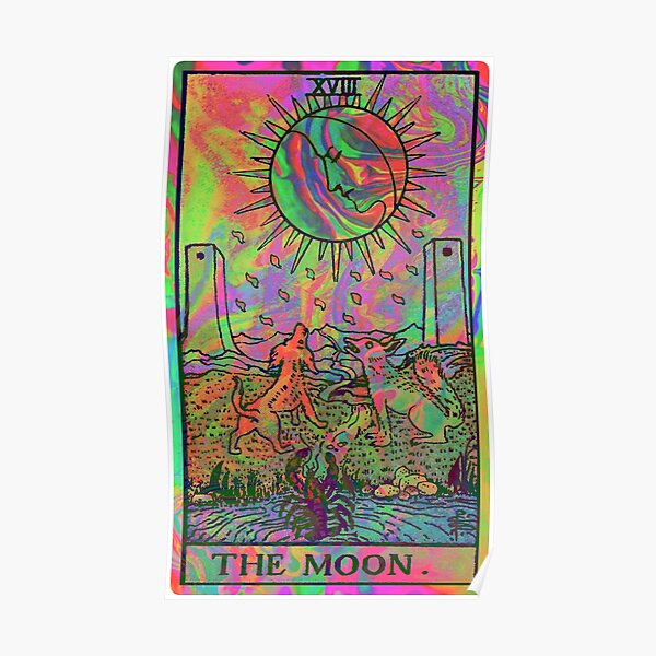 XVIII. The Moon Tarot Card | Psychedelic Poster