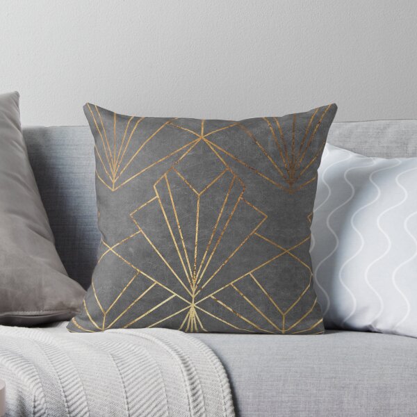 Art Deco // Textured Grey - Large Scale Throw Pillow