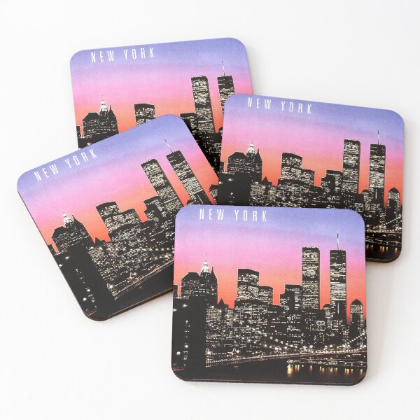 Item preview, NEW YORK Nightfall Skyline Airplane Vintage Travel designed and sold by retroposters.
