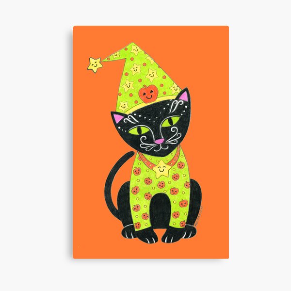 Halloween Black TunaKitty Canvas Print