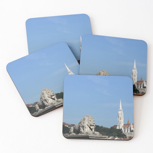 Item preview, Lion statue and Matthias church Budapest cityscape Hungary designed and sold by goceris.