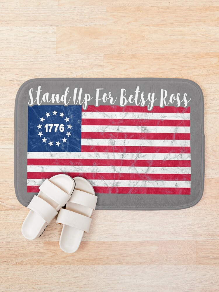 "Betsy Ross Patriotic 1776 Colonial Distressed Flag" Bath Mat for Sale