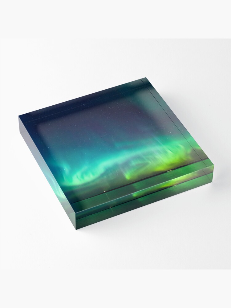 Alternate view of Northern lights glow over lake Acrylic Block
