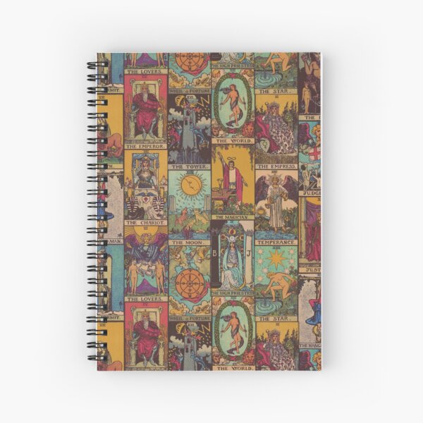 The Major Arcana of Tarot Vintage Patchwork Spiral Notebook