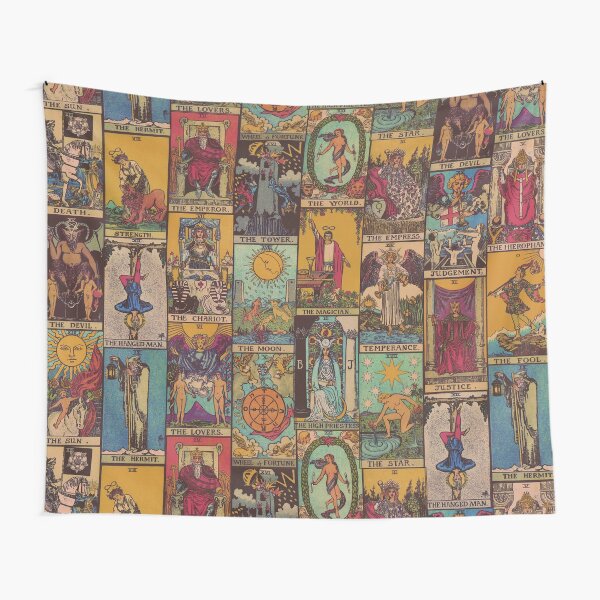 Die wichtigsten Arcana von Tarot Vintage Patchwork Wandbehang