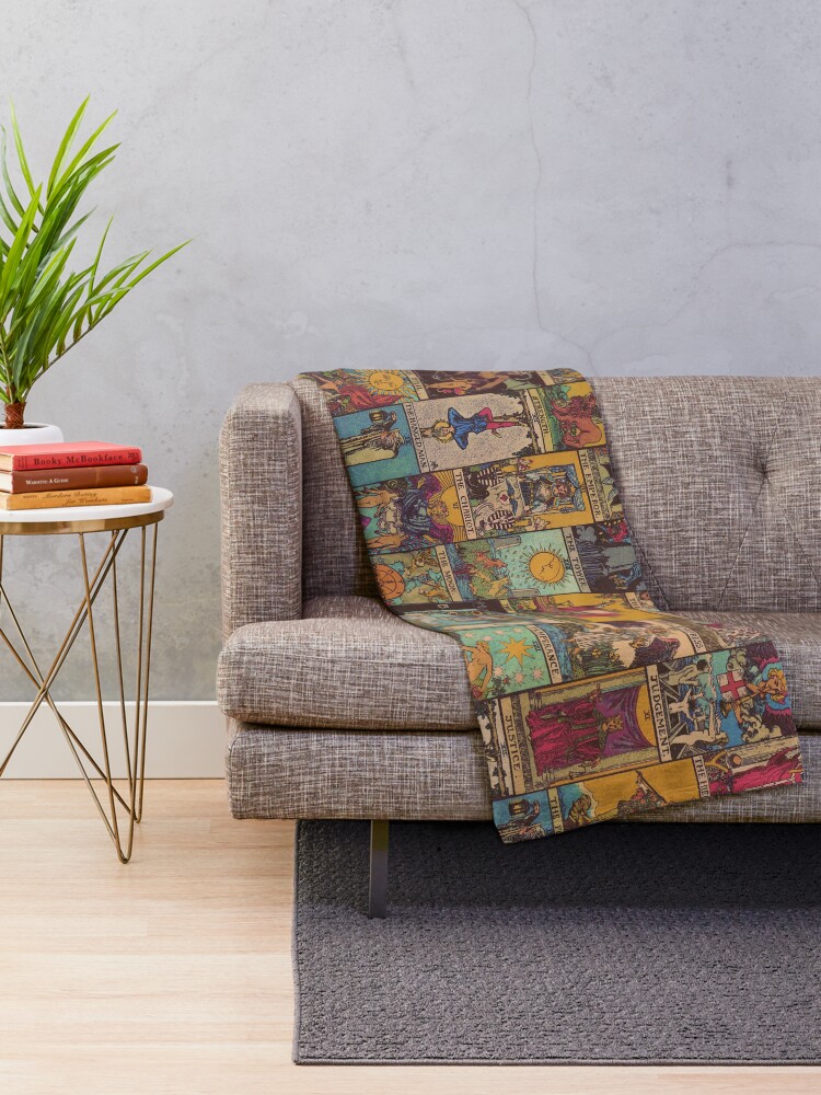 Alternate view of The Major Arcana of Tarot Vintage Patchwork Throw Blanket