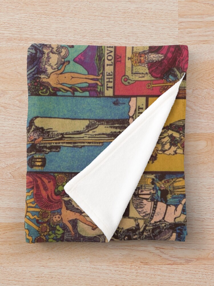 Alternate view of The Major Arcana of Tarot Vintage Patchwork Throw Blanket