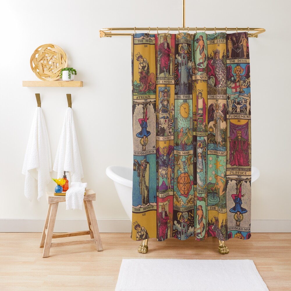 The Major Arcana of Tarot Vintage Patchwork Shower Curtain