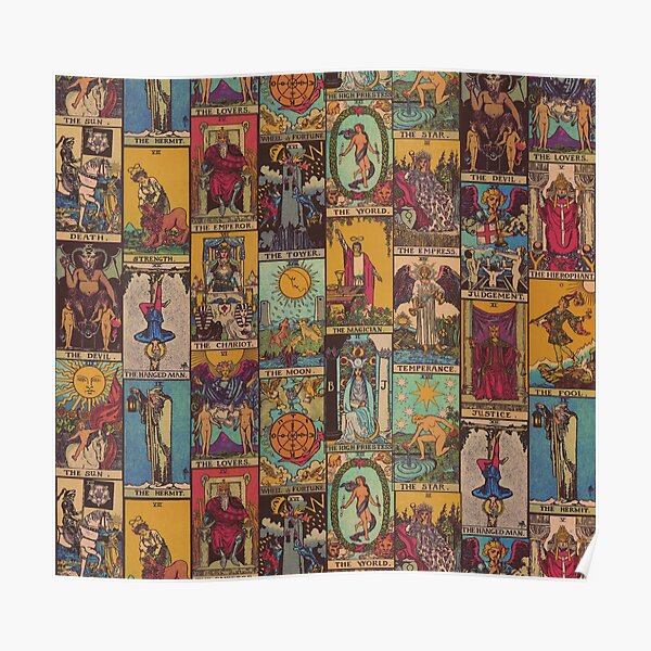 The Major Arcana of Tarot Vintage Patchwork Poster