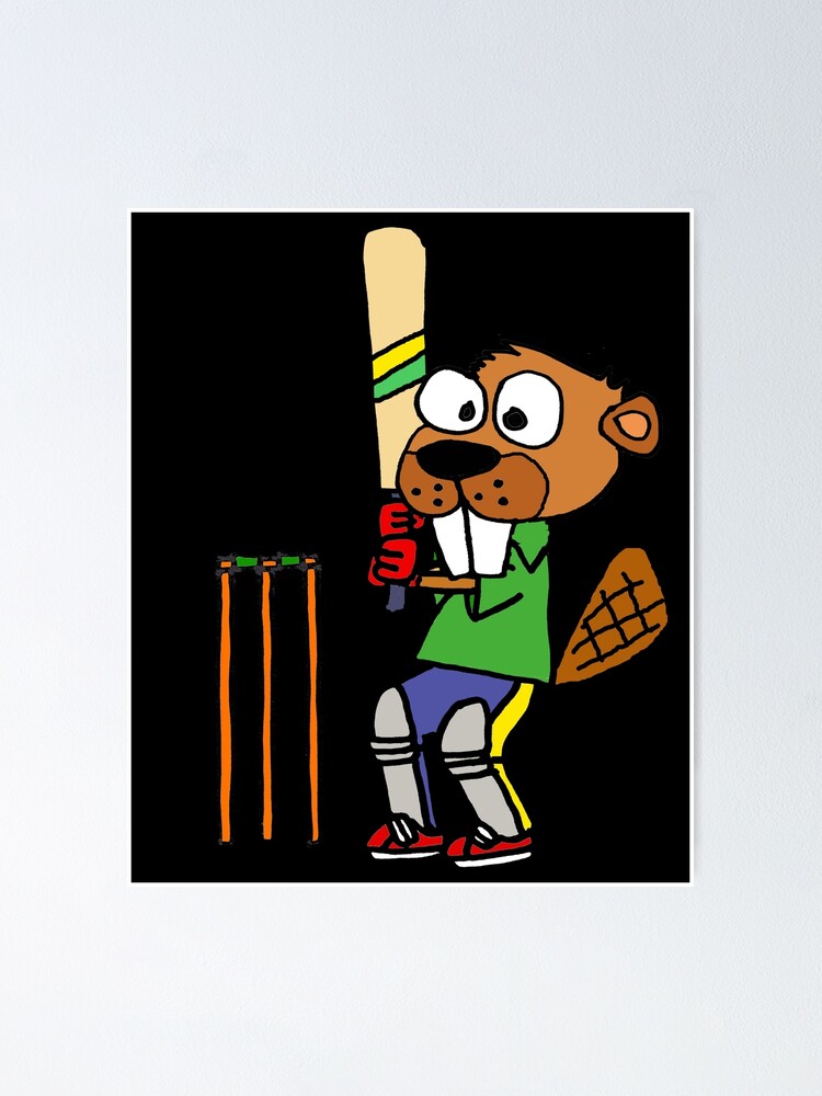 Funny Beaver Playing Cricket Cartoon Funny Beaver Playing Cricket Cartoon