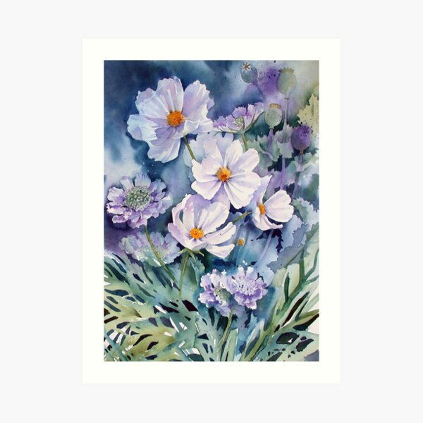 Cosmos and Scabious Art Print