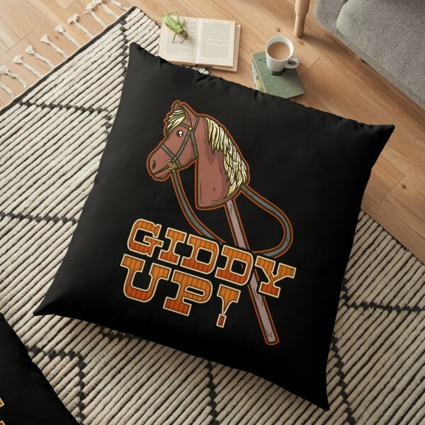Giddy Up hobbyhorsing design for a hobbyhorse equestrian Floor Pillow