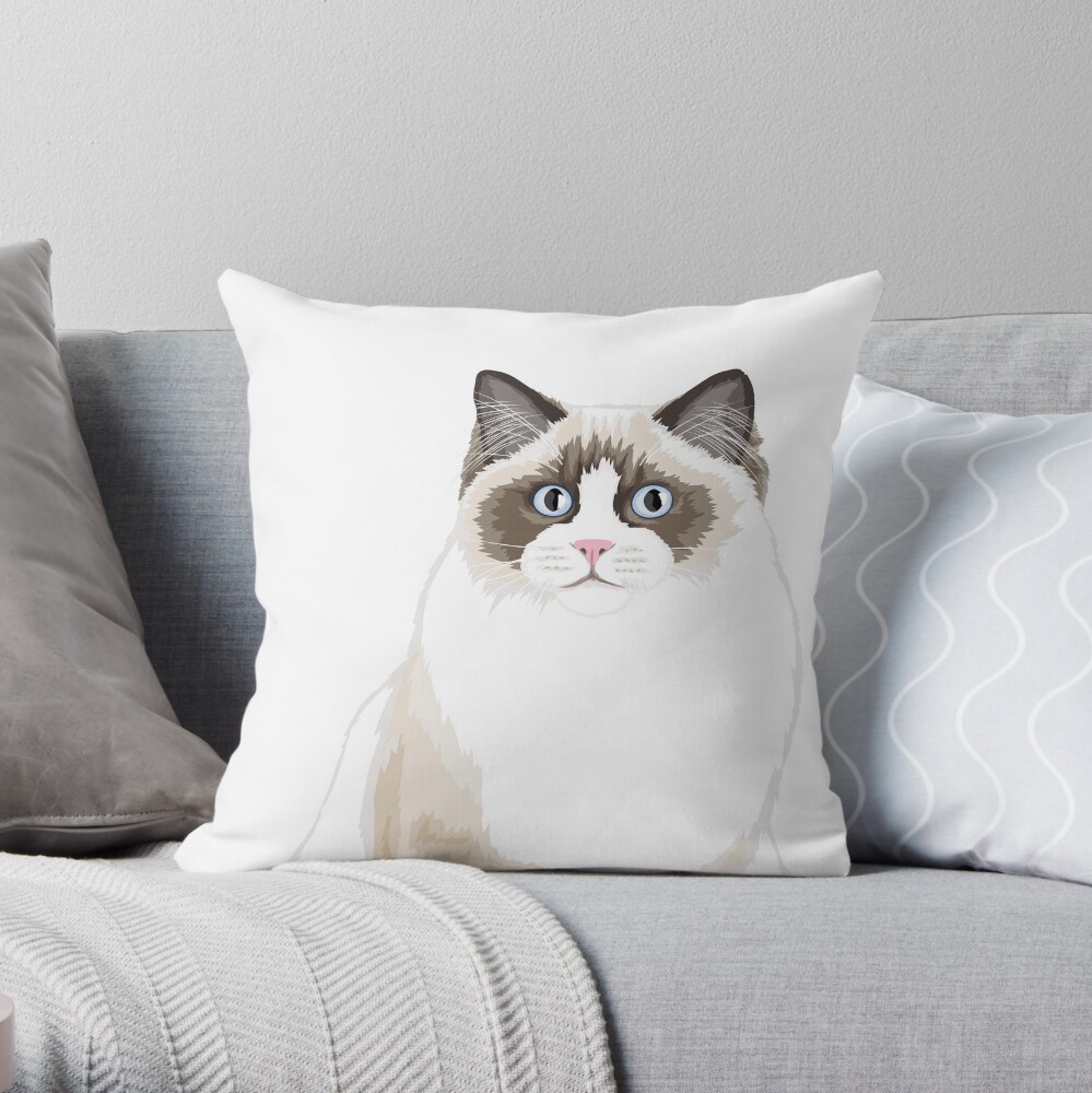 Seal Bicolor Ragdoll Throw Pillow