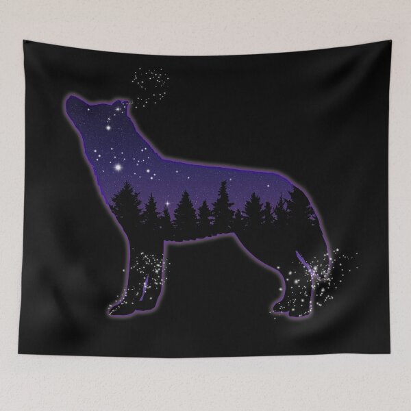 Item preview, Wolf Silhouette With The Forest at Night designed and sold by WiseWitch.