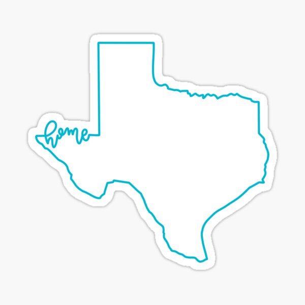 Aqua Texas Outline Home Sticker Sticker