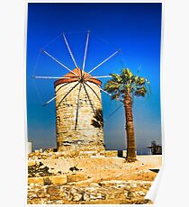 Ancient windmill in Rhodes Poster