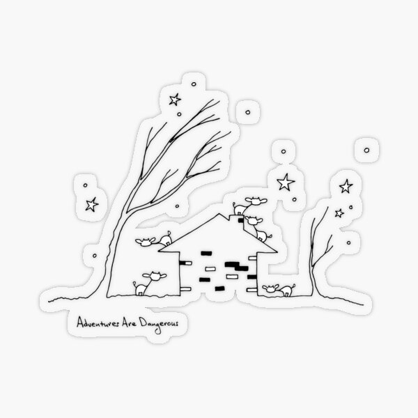 Cozy House in the Forest with Cows and Stars Transparent Sticker