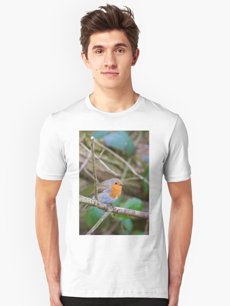 Alternate view of Robin (Erithacus Rubecula) Perched in Woodland Slim Fit T-Shirt
