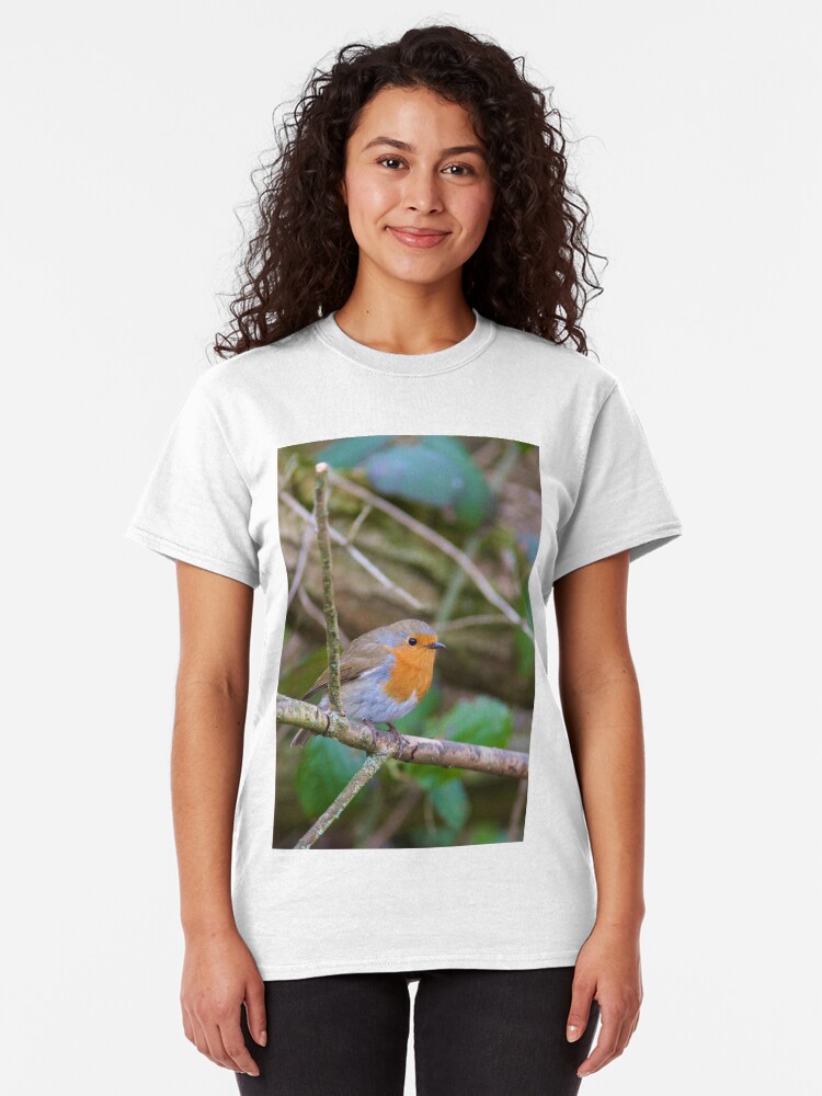 Alternate view of Robin (Erithacus Rubecula) Perched in Woodland Classic T-Shirt