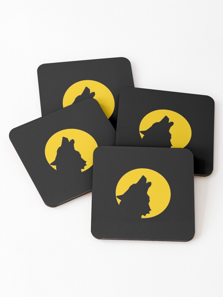 Thumbnail 1 of 5, Coasters (Set of 4), Wolf Howling designed and sold by ZachTheDesigner.