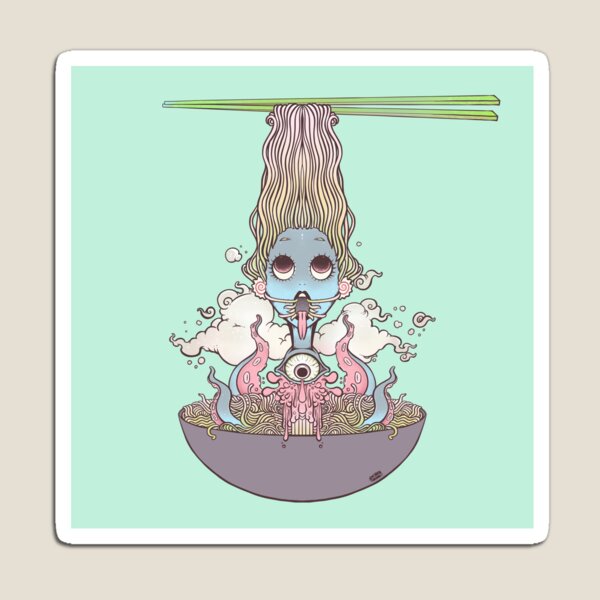 Ramen Noodle And Octopus Tentacle Anime Girl Magnet