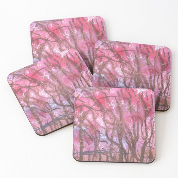 Item preview, watercolor cherry blossoms and gold scribbles designed and sold by purplestgirl.
