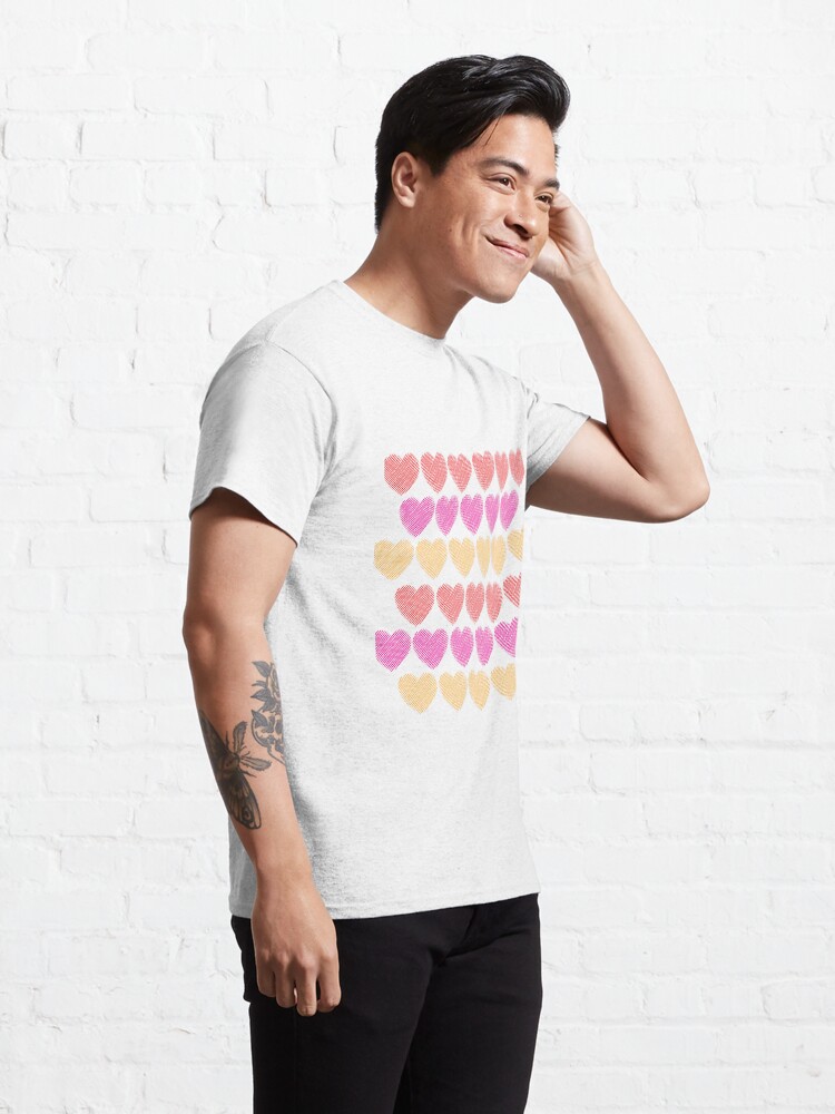 Alternate view of Red, Pink and Yellow Hearts Classic T-Shirt