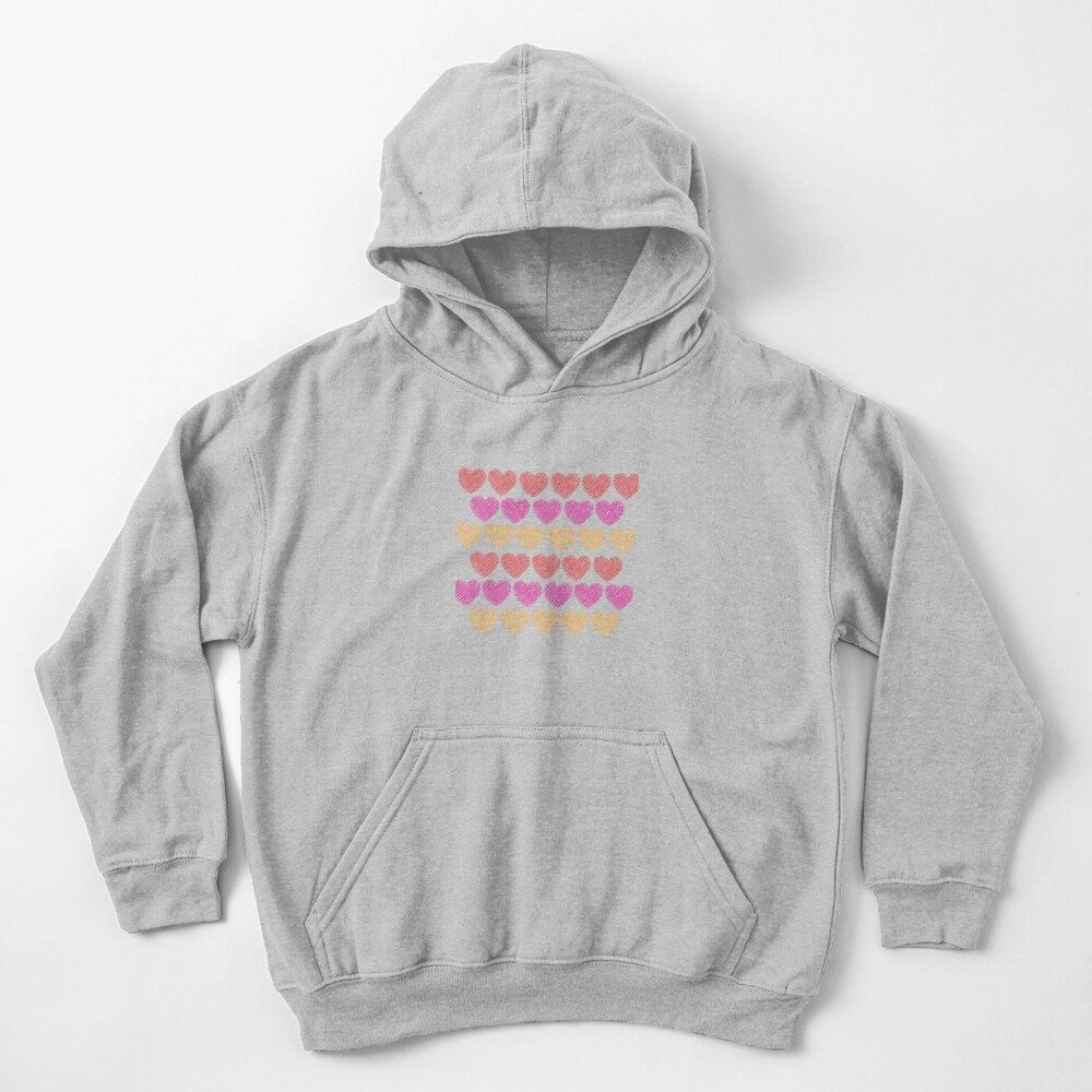 Red, Pink and Yellow Hearts Kids Pullover Hoodie