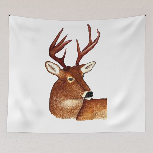 Item preview, Big Buck Deer Animal Watercolor and Color Pencil Design designed and sold by DeLislesRT.