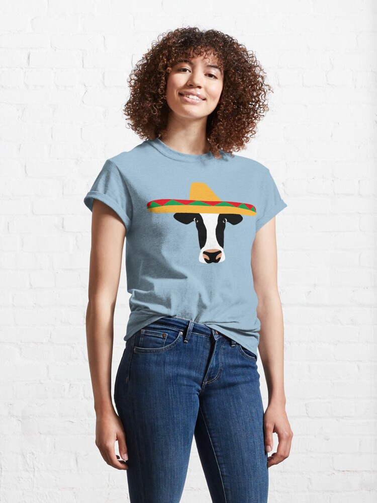 Alternate view of NDVH Cow Wearing a Sombrero Classic T-Shirt