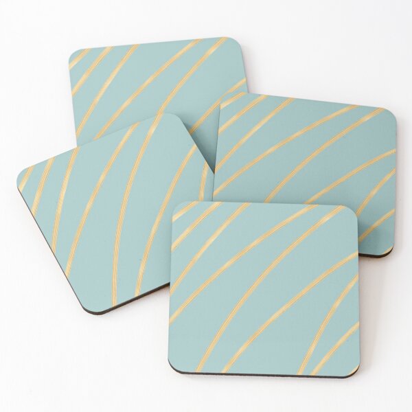 Item preview, Urban Minimalist Painted Gold Ribbon on Ice Aqua Blue. Modern Abstract designed and sold by kierkegaard.
