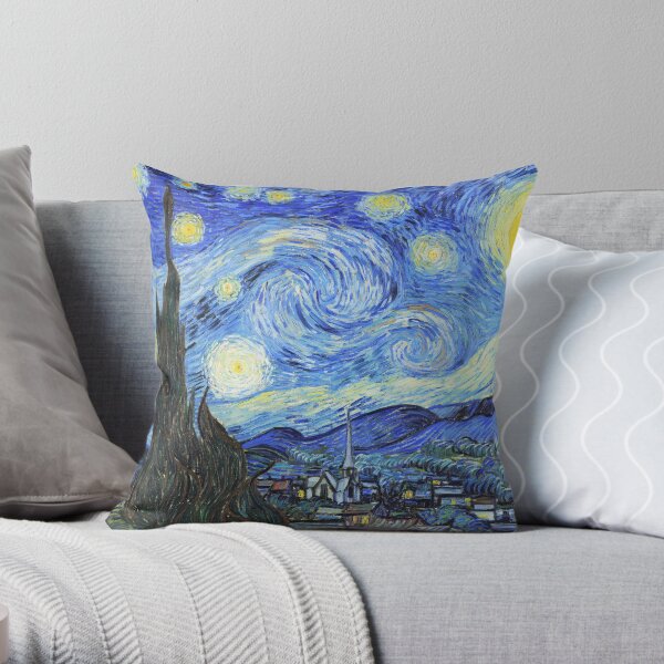 Vincent Van Gogh starry night, oil on canvas,post-impressionist,Saint-Rémy-de-Provence Throw Pillow