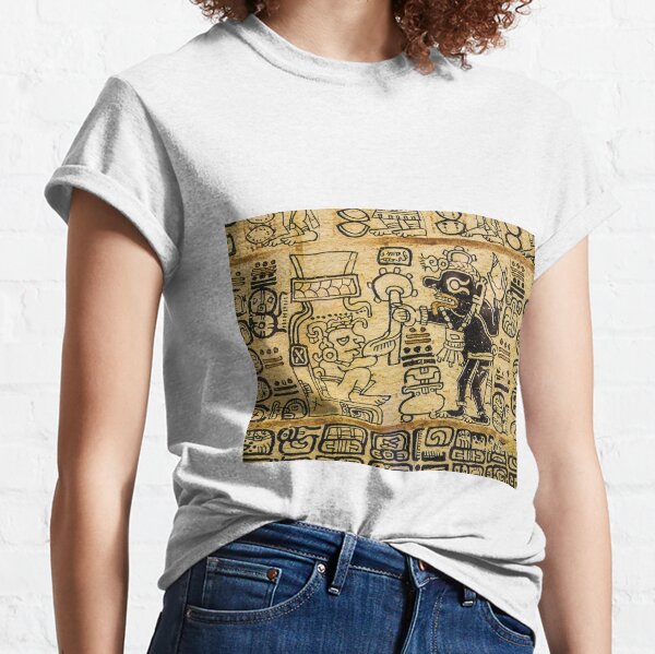 Mayan Art #MayanArt  #Maya #pattern, #art, #text, #old, #design, abstract, paper, symbol, ancient, antique Classic T-Shirt